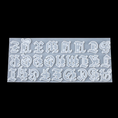 Moldes para colgantes de silicona diy con letras a~z de estilo gótico, moldes de resina, para resina uv, fabricación de joyas de resina epoxi