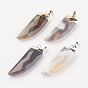 Natural Gemstone Pendants, with Brass Findings, Dagger, Faceted