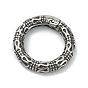 Estilo tibetano 316 anillos de puerta de resorte de acero inoxidable quirúrgico, anillo redondo texturizado con motivo de serpiente