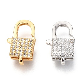 Brass Micro Pave Cubic Zirconia Lobster Claw Clasps, Lock