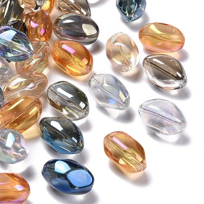 Full Rainbow Plated Crystal Glass Oval Beads Strands, 21x13mm, Hole: 1mm