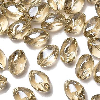 Granos ovales de vidrio cristal perlado hebras, lustre de la perla chapado, 21x13 mm, agujero: 1 mm, sobre 36 unidades / cadena, 29.1 pulgada