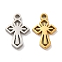 Ion Plating(IP) 304 Stainless Steel Charms, Laser Cut, Religion Cross Charms