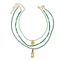 3 шт. 3 стильные ожерелья с подвеской из эмали из сплава и цепочки из стеклянных бусин, клевер и бутылка