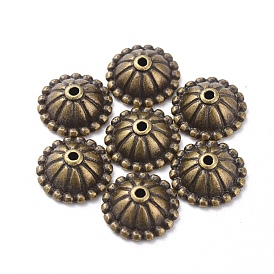 Tibetan Style Alloy Caps, Cadmium Free & Lead Free, 11mm in diameter, 4.5mm thick, hole: 1mm