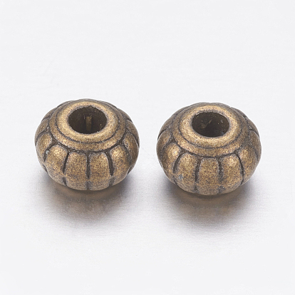 Perles en alliage de style tibétain, sans plomb et sans cadmium, rondelle