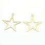 Brass Pendants, Cut-Out, Lead Free & Cadmium Free & Nickel Free, Star, Real 18K Gold Plated