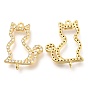 Brass Micro Pave Clear Cubic Zirconia Open Back Bezel Links Connectors, Long-Lasting Plated, Cat