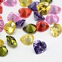 Cubic Zirconia Pointed Back Cabochons, Grade A, Faceted, Heart