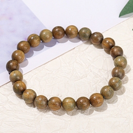 Natural Sandalwood Rond Bead Stretch Braclets for Men Women