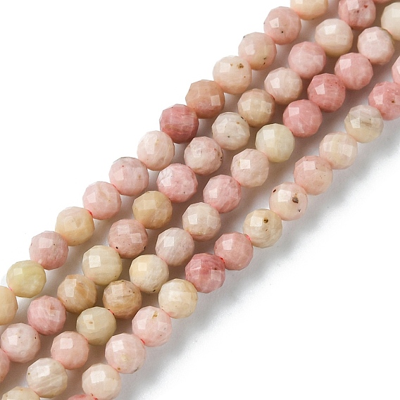 Natural Rhodonite Beads Strands, Faceted, Round
