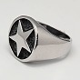 Unique Men's Wide 304 Stainless Steel Finger Rings, Signet Rings for Men, Five-Pointed Star