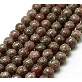 Lépidolite naturelle / mica mauve perles de rocaille, ronde