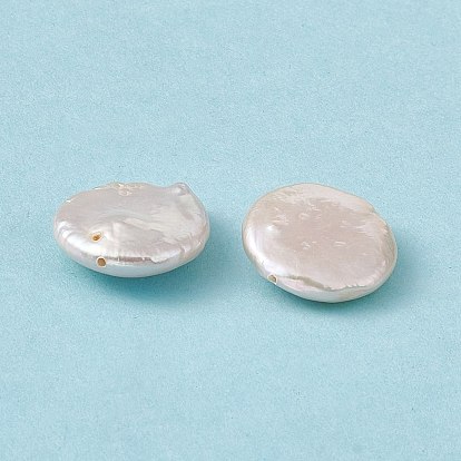 Baroque Natural Keshi Pearl Beads, Flat Round