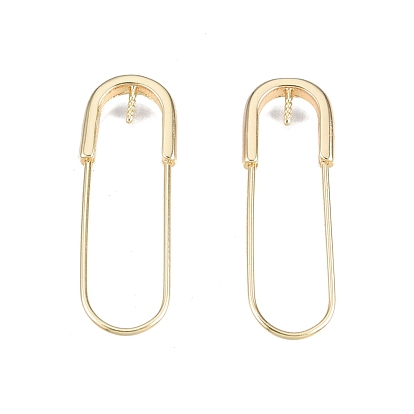 Brass Earring Hooks, Safety Pin Shape Earring Wire, For Half Drilled Beads, Nickel Free