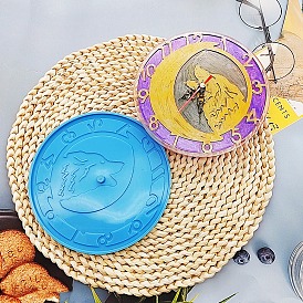 Moldes de silicona para reloj diy con patrón de lobo y luna, moldes de resina, para diy resina uv, artesanía de resina epoxi