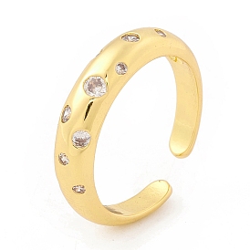 Clear Cubic Zirconia Open Cuff Ring, Brass Jewelry for Women, Cadmium Free & Lead Free