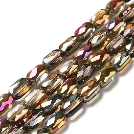 Transparent Electroplate Glass Beads Strands, Half Plated, Faceted, Oval