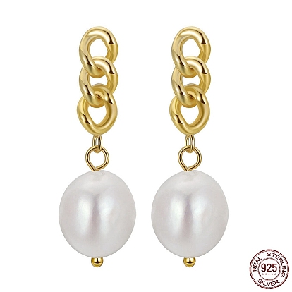 925 aretes colgantes con cadenas de plata esterlina, pendientes de borlas de perlas naturales, con sello s925
