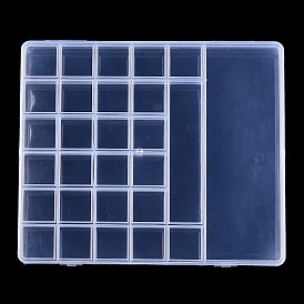Transparent Plastic Bead Containers, with 28 Compartments, for DIY Art Craft, Bead Storage, Rectangle