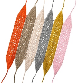 Однотонные цветочные вязаные крючком шерстяные эластичные повязки на голову, широкие аксессуары для волос для девочек