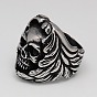 Уникальные ретро Хэллоуин украшения черепа кольца для мужчин, 304 из нержавеющей стали шириной кольца