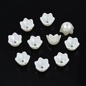 Bouchons de perle de fleur de perle d'imitation en plastique abs, 6 pétales
