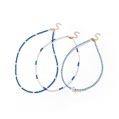 3 шт. 3 стильные ожерелья из жемчуга и стеклянного бисера, набор для женщин