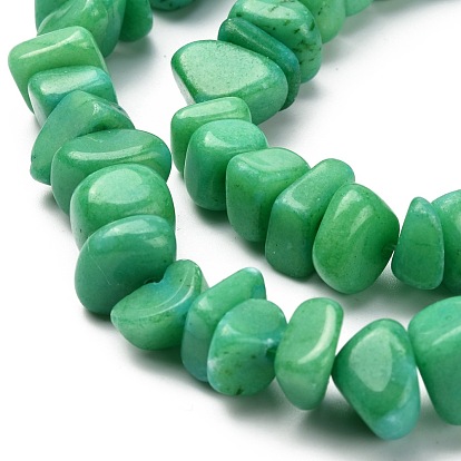 Jade blanc brins de perles, teints et chauffée, nuggets, 8~18mm