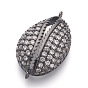 Brass Micro Pave Cubic Zirconia Links, Lead Free & Cadmium Free, Cowrie Shell Shape