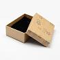 Kraft Jewelry Box, with Black Sponge, for Pendant, Rectangle, Flower Pattern