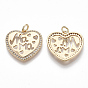 Brass Micro Pave Clear Cubic Zirconia Pendants, for Mother's Day, Heart with Word MaMa, Nickel Free