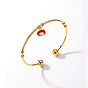 Bracelets manchette en acier inoxydable plaqué or véritable, bracelet à breloques en émail mauvais œil pour femme