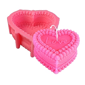 Valentine's Day 3D Heart Cake with Word Love DIY Silicone Candle Molds, Aromatherapy Candle Moulds, Scented Candle Making Molds