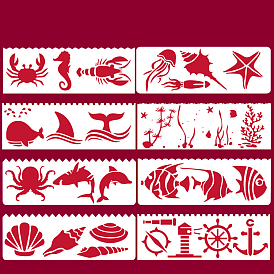 Thème de l'océan plastique pour animaux de compagnie évider dessin peinture modèles de pochoirs, carré avec animaux marins