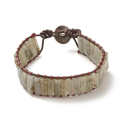 Bracelet perlé rectangle de pierres précieuses naturelles, bijoux tressés en pierres précieuses pour femmes