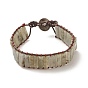 Natural Gemstone Rectangle Beaded Bracelet, Braided Gemstone Jewelry for Women