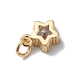 Rack Plating Brass Micro Pave Cubic Zirconia Charms, Long-Lasting Plated, Cadmium & Lead Free, Star Charm, with Jump Ring