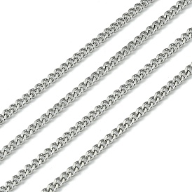 304 Stainless Steel Curb Chain Twisted Link Chains, Unwelded, Faceted