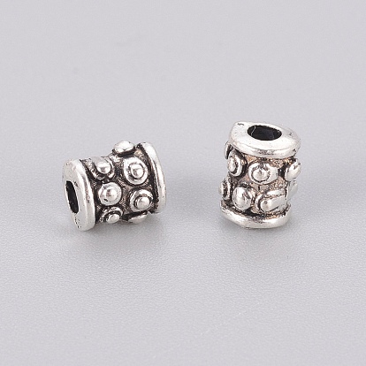 Tibetan Style Alloy Spacer Beads, Lead Free and Cadmium Free, Column, about 6mm in diameter, 6mm long, hole: 2mm