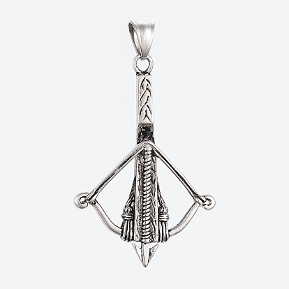 304 Stainless Steel Pendants, Large Hole Pendants, Bow and Arrow