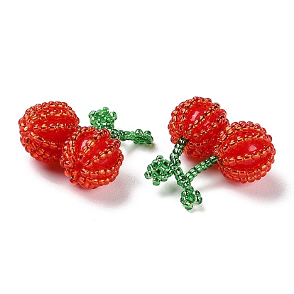 Glass & Seed Beaded Pendants, Cherry Charms