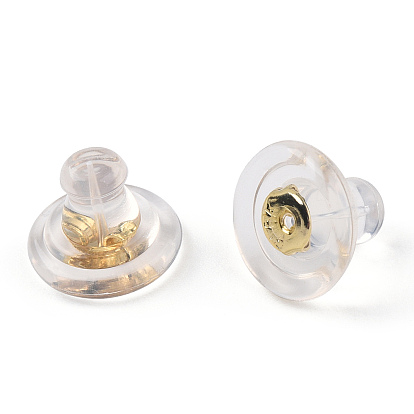 Couvercle en silicone écrous d'oreille, dos d'oreille, avec de véritables 18 k pièces en laiton plaqué or, pour faire des boucles d'oreille