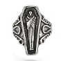 Alloy Cuff Finger Rings, Wide Band Rings, Coffin