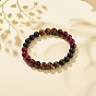 Эластичный круглый браслет из натурального тигрового глаза и черного агата (окрашенный), украшения из драгоценных камней для женщин