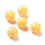Perles acryliques opaques, poudre de scintillement, rond avec motif à rayures
