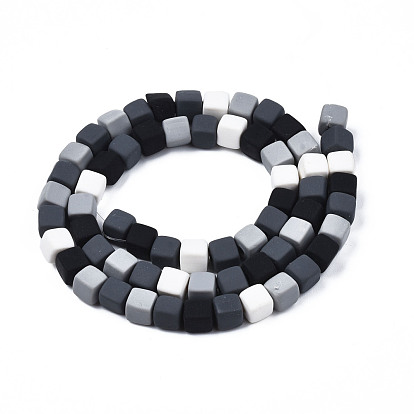 Handmade Polymer Clay Beads Strands, Cube
