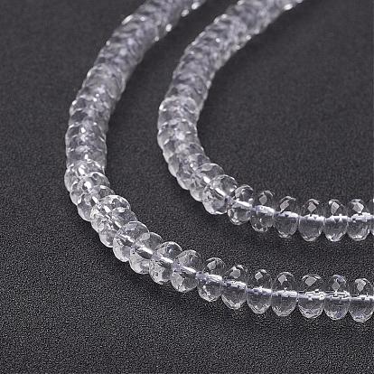 Synthetic Quartz Crystal Beads Strands, Faceted, Rondelle