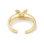 Clear Cubic Zirconia Butterfly Open Cuff Ring, Brass Jewelry for Women