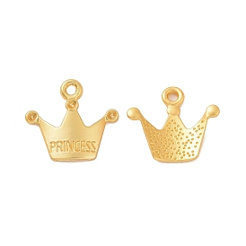 Rack Plating Alloy Pendant Rhinestone Settings, Crown with Word Princess